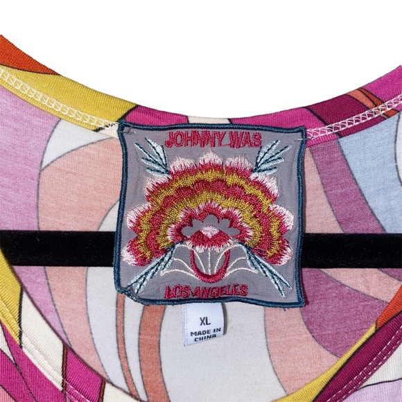 Johnny Was Rachel May Easy Fit Tank Dress XL Mixed Print Patchwork Midi Length - Picture 4 of 16